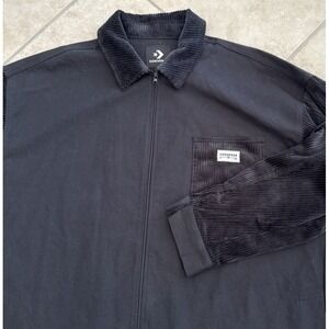 Converse Shacket Black Corduroy & Canvas Zipper Shirt Jacket Preppy XXL Unisex